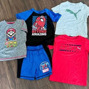 Kids Boys Bundle of 5 items Clothing Marvel Puma Mario Size 4